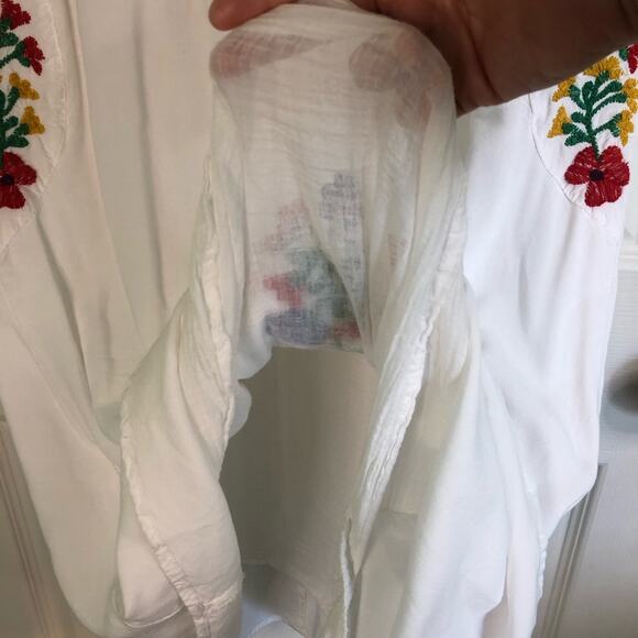 Shoreline White Embroidered Mexican Dress Short Sleeve Flowy Women's Size Small - Picture 5 of 6